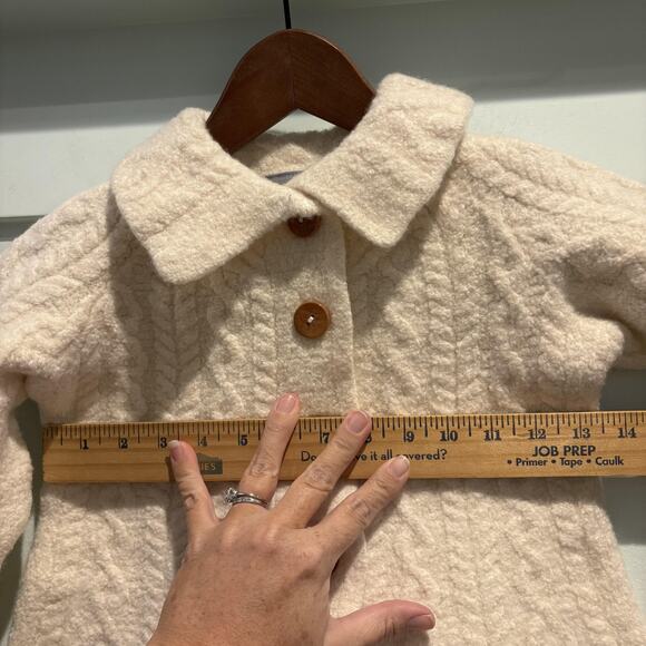 Felted Aran Woollen Mills Cardigan XS Ireland Merino Wool Shrunken Fit Girls 6-8 - Picture 7 of 11